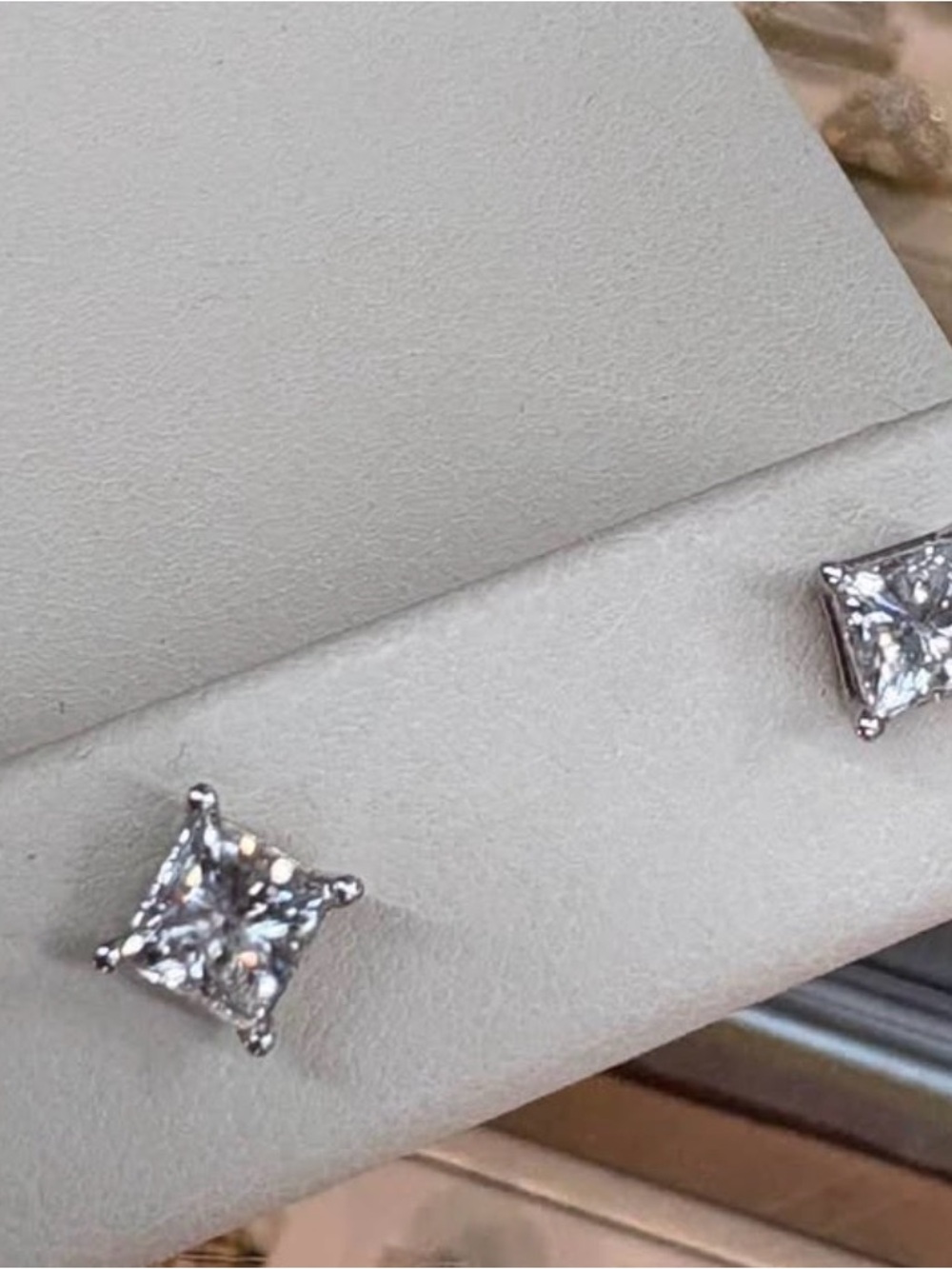 Princess Cut Square CZ Stud Earrings in Silver